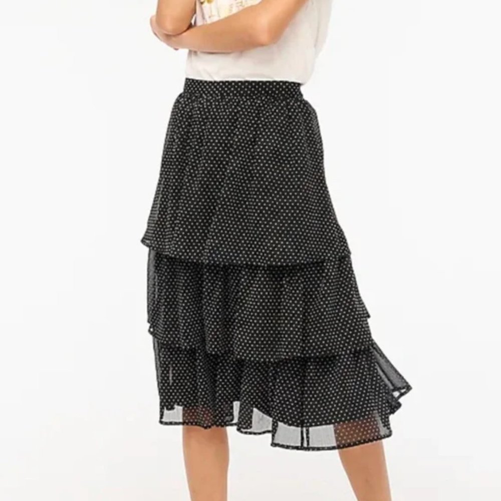 *NWT* J.Crew Factory Ruffle Tiered Polka Dot Midi Skirt